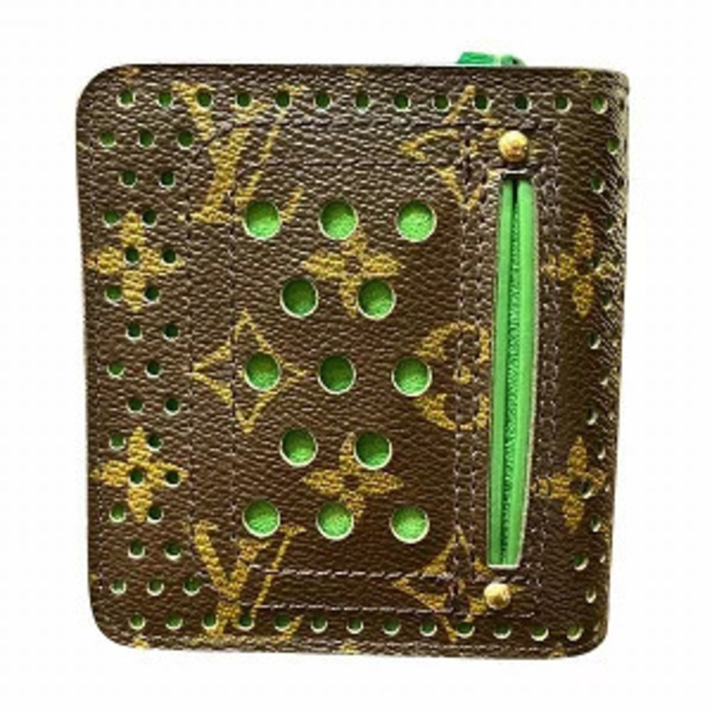 Louis Vuitton Vert Bi Perfo Zip Wallet fold Compact Monogram Brown